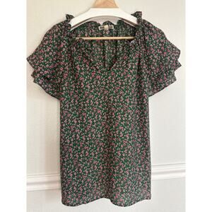 Pleione Short Sleeve blouse, ditsy floral womens Large